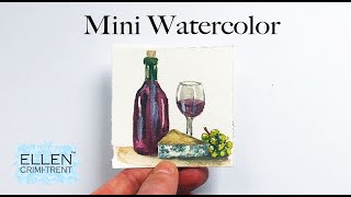 Watercolor Tutorial- Mini  Monday Madness Wine and Cheese