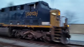 [CSX]5013 GE AC60CW \u0026 ES40DC Lead Q141-24 With Killer Horntap Action Through Fay NC @ Track Speed