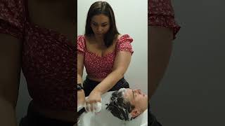 Texture hair wash #asmr #ladybarber #hairwash #deepsleep