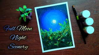 Full Moon Painting || Acrylic Painting For Beginners || The Rainbow Hut