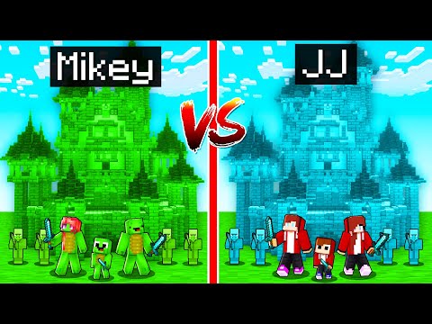 Mikey Family EMERALD vs JJ Family DIAMOND Kingdom en Minecraft (Maizen)