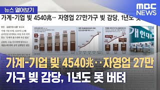 [뉴스 열어보기] 가계-기업 빚 4540兆‥자영업 27만 가구 빚 감당, 1년도 못 버텨 (2022.03.25/뉴스투데이/MBC)