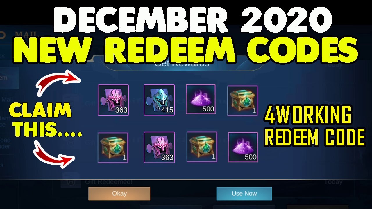 NEW 4 REDEEM CODES IN MOBILE LEGENDS | DECEMBER 2020 | REDEEM NOW (WITH ...