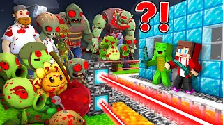 HORROR PLANTS VS ZOMBIE  vs. Security Base JJ and Mikey in Minecraft! - Maizen