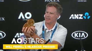 Will Ferrell Joins Jim Courier in Hilarious Presser! | AO Stars