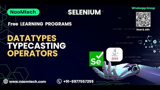 6.Selenium Tutorial for Beginners | Datatypes | Type Conversion | Operators.