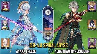 【GI】C2R1 Ayaka Freeze.ft Lynette and C0 Alhaitham Hyperbloom - 3.8 Spiral Abyss - Floor 12 9 Stars