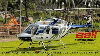 BELL 206 L3 LONGRANGER III LANDING, STARTUP AND TAKEOFF // BELL 206L3 LANDING // NATIV AIR HK-3216