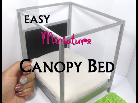 Simple Easy DIY Modern Canopy Bed Dollhouse Furniture Miniature Furniture Simple Easy DIY Modern Canopy Bed Dollhouse Furniture Miniature Furniture
