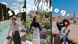 Spain Vlog | 🇪🇸 Cordoba絕美的城堡花園＆千年教堂、飯店Room Tour 、Sevilla夢幻的西班牙廣場、歐洲最古老王宮、好吃到連吃兩天的餐廳  [CC字幕]