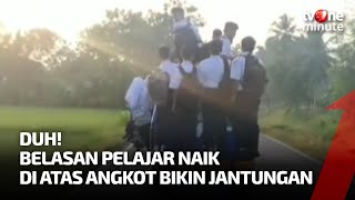 Aksi Nekat Belasan Pelajar Bergelantungan di Angkot, Bikin Kesal Warganet | tvOne Minute