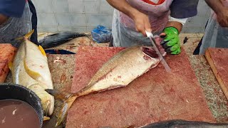 Trevally Fish Slice Live Performance। Trevally Fish Slice Super Fastest Skills। Yellow Trevally Cut