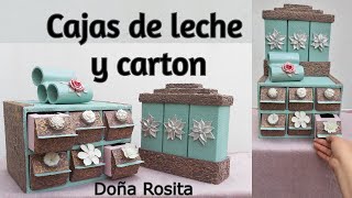 Manualidades con reciclaje de cajas de leche ♻ Organizador hecho con carton ♻ Porcelana fria