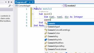 How to create console app to divide two integers in Visual Basic dot net @COMPUTEREXCELSOLUTION