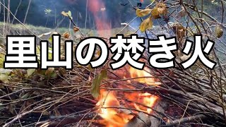 里山整備しながら焚き火。来年から田んぼにする予定の中山間地域の耕作放棄地で木を切って燃やす。