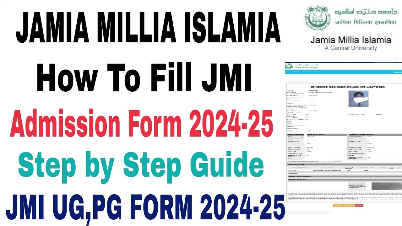 How To Fill Jamia Millia Islamia Admission Form 2024-25 UG,PG, BBA,bed ...