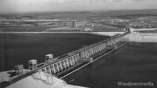 Строительство Волжской (Жигулевской) ГЭС (Zhiguli Hydroelectric Station).