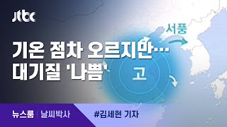 [날씨박사] 주말, 점차 기온 오르지만 일요일 대기질 '나쁨' / JTBC 뉴스룸