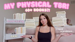 every single book I own but haven't read yet… 60+ books?! 🫣 *my physical tbr*