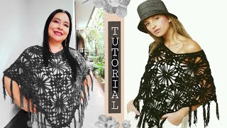 Tutorial de Poncho a crochet. TODAS las Tallas