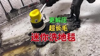 第56集｜超长毛迷你洗地毯会更解压！ #洗地毯  #解压  #解压视频 