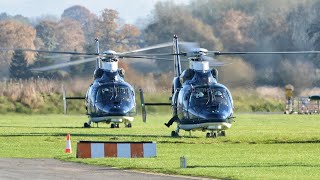 AAC Dauphin helicopters departing from a local airfield