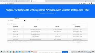 Angular 12 Datatable with Dynamic API Data with Custom Datepicker Filter