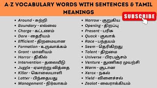 A-Z English Vocabulary Words // ஆங்கில சொற்களஞ்சியம் வாக்கியங்கள் மற்றும் தமிழ் பொருள் கொண்ட சொற்கள்