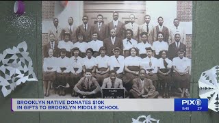 Brooklyn native donates $10K in presents to his father's old middle school