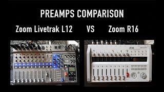 Zoom Livetrak L12 vs Zoom R16 multitrack recorders sound comparison