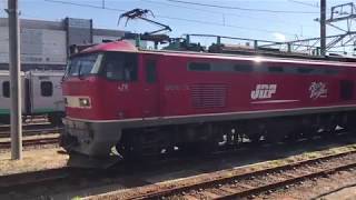 EF510-23牽引貨物列車 直江津駅 停車\u0026発車