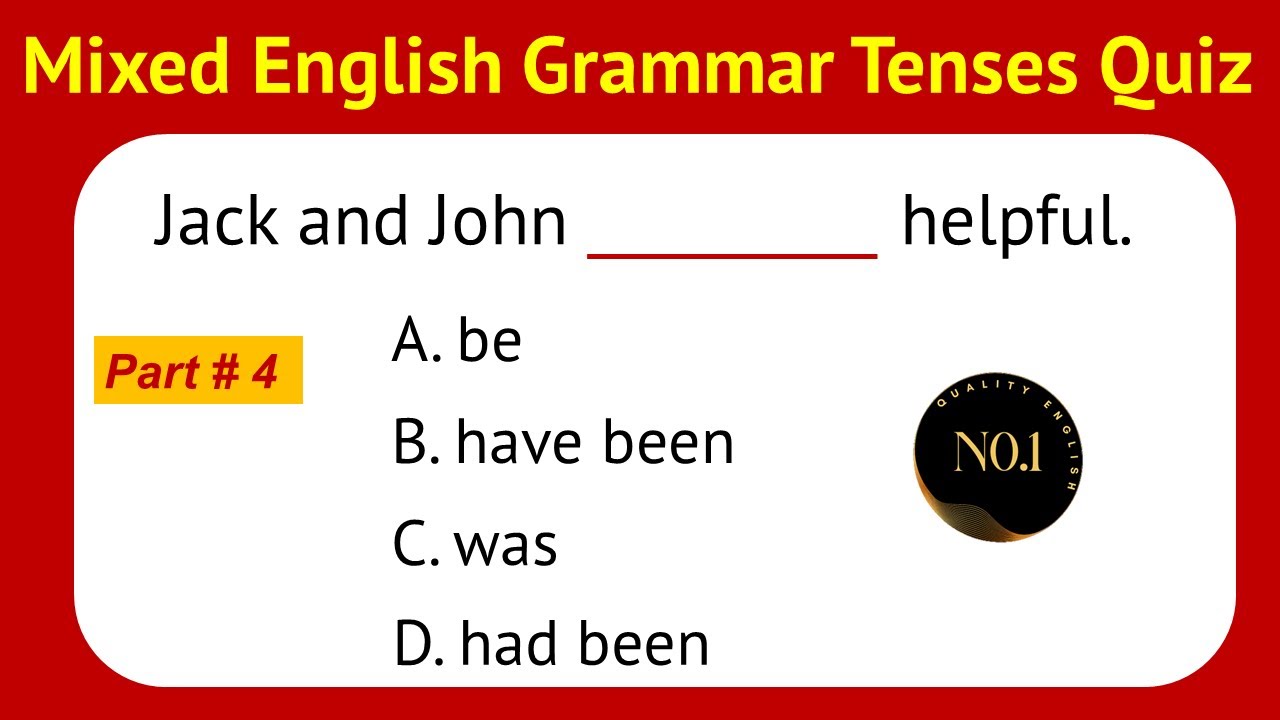 Mixed English Grammar Tenses Quiz Part 4 | Mixed Grammar Test | 20 ...