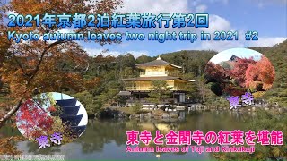 『4K』【2021年秋京都2泊旅行】第2回 東寺と金閣寺　紅葉の模様をお届け。東寺は五重塔との迫力ある紅葉。金閣寺では金色、木々の紅葉、空の青色と美しい景色を堪能。