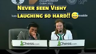 Vishy Anand laughing so hard at Magnus move in FIDE World Championship #CarlsenNepo
