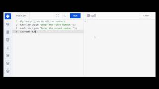 Python Program to add two numbers#coding #shorts #python