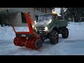 winter service in parking lot with unimog 406 u0026 schmidt fs 105 snowblower 1 12