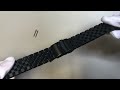 Premium Black PVD Stainless Steel Metal Watch Band Strap Bracelet Double Locking Buckle 5052