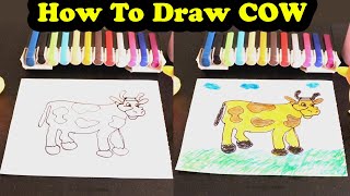 How To Draw Cow step by Step | Easy Drawing Cow | Kids Summer Activity #howtodraw #kidsdrawing
