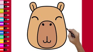 HOW TO DRAW CUTE CAPYBARA FACE 💗 2 MINUTE DRAWING #CAPYBARA