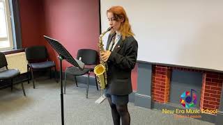 New Era Music School Student - Teagan, playing Saxophone.