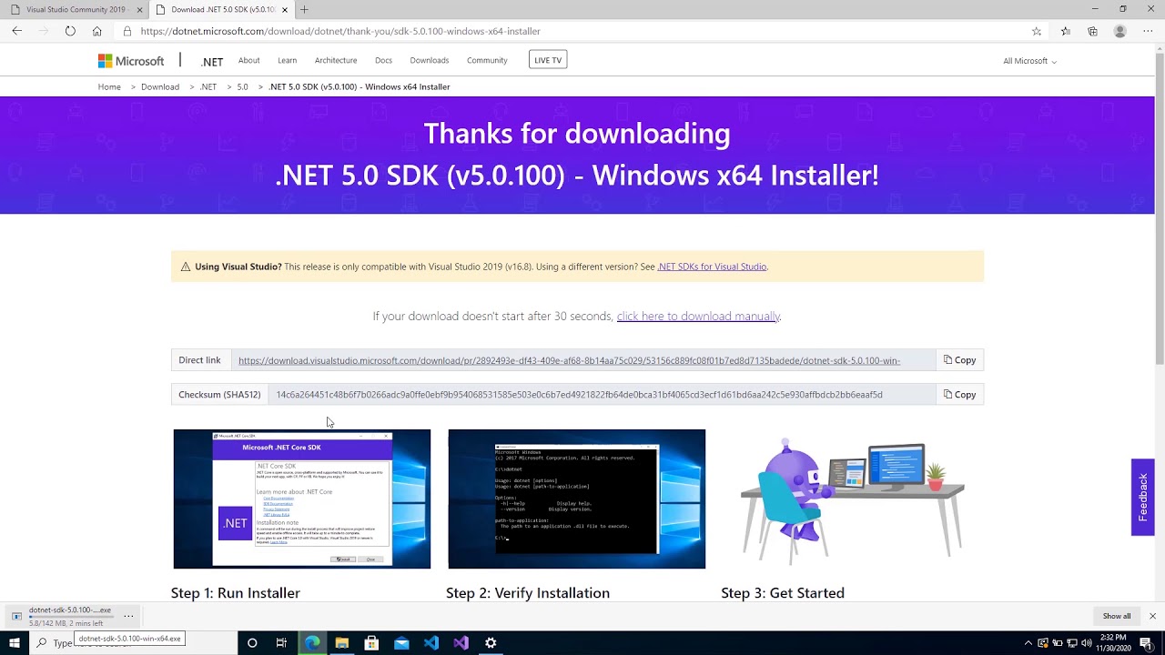 How To Install Visual Studio Community 2019 And .NET 5 SDK For ASP.NET ...