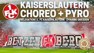 1. FC Kaiserslautern: Choreo + Pyro der FCK-Fans in der Relegation gegen Dynamo Dresden (20.05.2022)