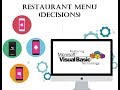 Visual Basic Programming Tutorial with code - Restaurant Menu (Decisions)
