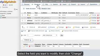 Modifying Fields in Database Tables with phpMyAdmin