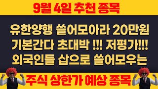 9월4일 위너스TV 주식 추천주 - 유한양행 20만원 기본간다 , 쓸어모아라 , 외국인들 , 삽으로 쓸어모우는 중 !!!