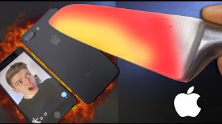 GLOWING 1000 degree KNIFE VS iPHONE 7 PLUS EXPERIMENT | Cutting through iphone 7 with red Hot Knife