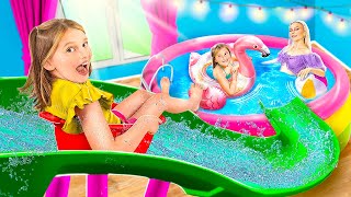 We Built a Water Park for My Younger Sister at Home!