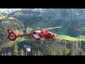 rega switzerland. air rescue helicopter h145 on wasserauen ebenalp.