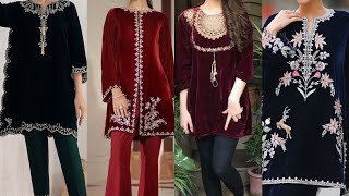 Latest velvet short kurti designs 2025|Velvet short kurti designs|Velvet kurti designs