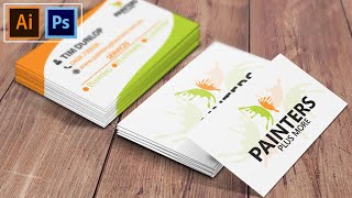 Business card Design in Illustrator cc and How to Apply mockup in photoshop cc
